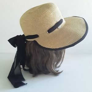 HBY Straw Hat with Black Tie